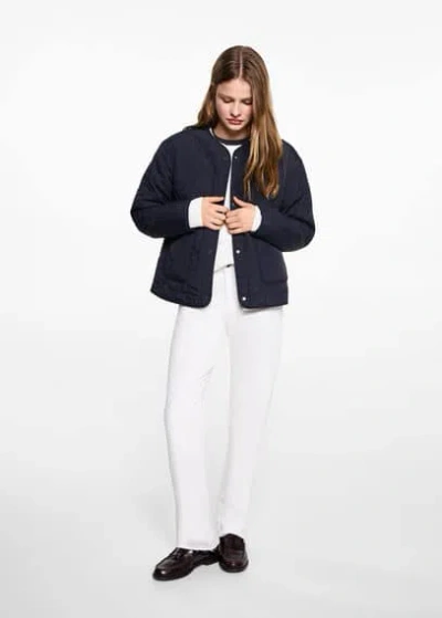 MANGO TEEN POCKET QUILTED JACKET DARK NAVY