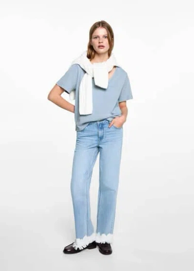 MANGO TEEN V-NECK T-SHIRT SKY BLUE