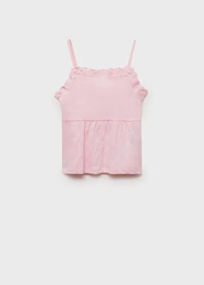 MANGO TOP WITH SWISS EMBROIDERY DETAIL PINK