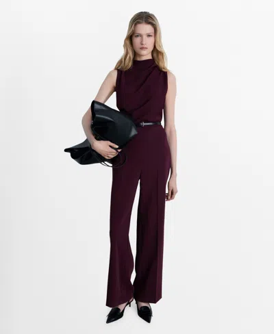 MANGO WOMEN'S BELT LONG JUMPSUIT