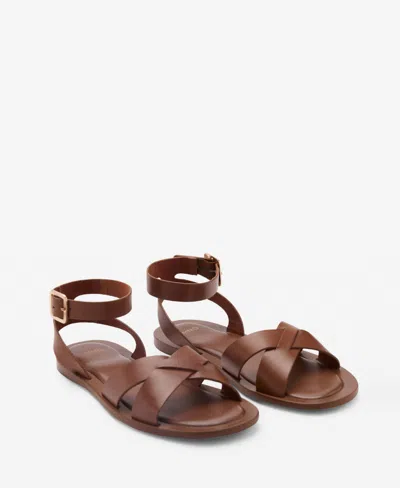 MANGO WOMEN'S BUCKLE STRAP LEATHER SANDALS