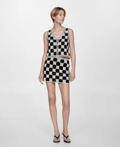 MANGO WOMEN'S COMBINED CROCHET VEST JACKET