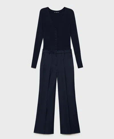 MANGO WOMEN'S CONTRAST-BODICE LONG JUMPSUIT