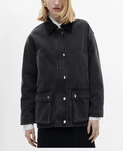 MANGO WOMEN'S CORDUROY COLLAR POCKETS JACKET