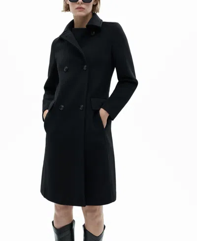 MANGO WOMEN'S DOUBLE-BREASTED WOOL BLEND COAT