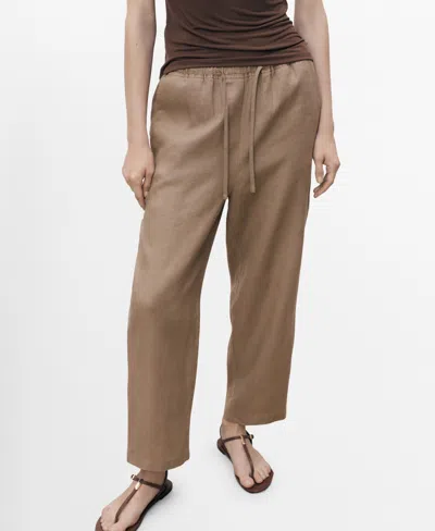 MANGO WOMEN'S DRAWSTRING LINEN PANTS