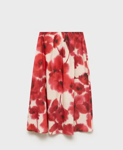 MANGO WOMEN'S FLORAL MIDI SKIRT