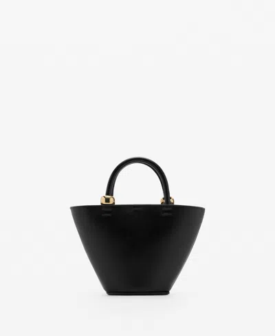 MANGO WOMEN'S METALLIC DETAIL MINI SHOPPER BAG