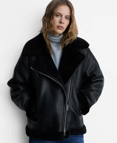 MANGO WOMEN'S SHEARLING-EFFECT LINING JACKET