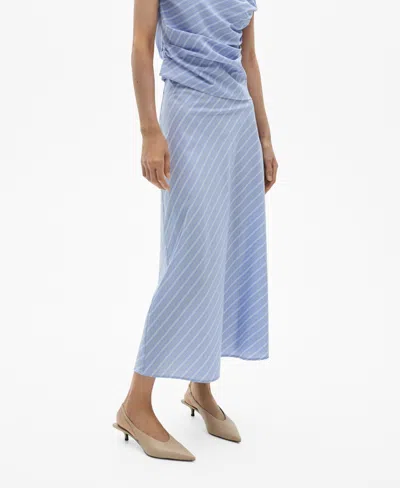 MANGO WOMEN'S STRIPED MIDI SKIRT