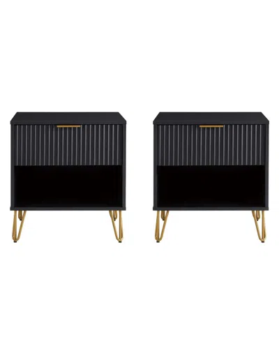 MANHATTAN COMFORT DUMBO 2-PIECE 1-DRAWER MODERN NIGHTSTAND SET