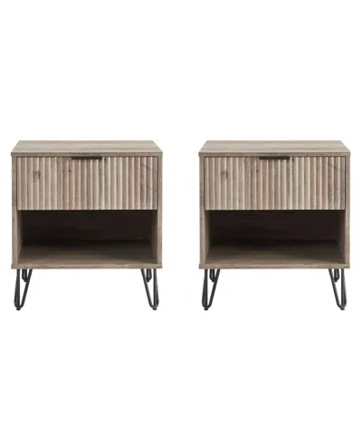 MANHATTAN COMFORT DUMBO 2-PIECE 1-DRAWER MODERN NIGHTSTAND SET