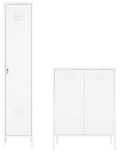 MANHATTAN COMFORT MANHATTAN COMFORT 2PC NAOMI MODERN ACCENT CABINET & STORAGE CABINET WITH 8  ADJUSTABLE SHELVES