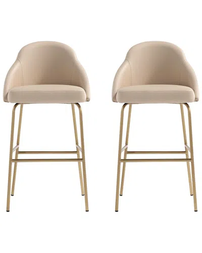 MANHATTAN COMFORT MANHATTAN COMFORT SET OF 2 GRACIE MODERN LEATHERETTE BARSTOOLS WITH STEEL LEGS