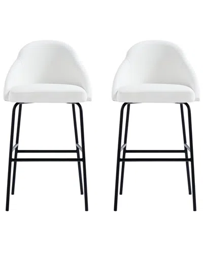 MANHATTAN COMFORT MANHATTAN COMFORT SET OF 2 GRACIE MODERN LEATHERETTE BARSTOOLS WITH STEEL LEGS