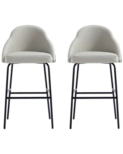 MANHATTAN COMFORT MANHATTAN COMFORT SET OF 2 GRACIE MODERN LEATHERETTE BARSTOOLS WITH STEEL LEGS
