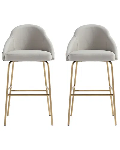MANHATTAN COMFORT MANHATTAN COMFORT SET OF 2 GRACIE MODERN LEATHERETTE BARSTOOLS WITH STEEL LEGS