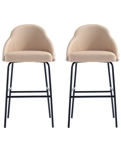 MANHATTAN COMFORT MANHATTAN COMFORT SET OF 2 GRACIE MODERN LEATHERETTE BARSTOOLS WITH STEEL LEGS