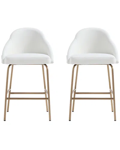MANHATTAN COMFORT MANHATTAN COMFORT SET OF 2 GRACIE MODERN LEATHERETTE COUNTER STOOLS WITH STEEL  LEGS