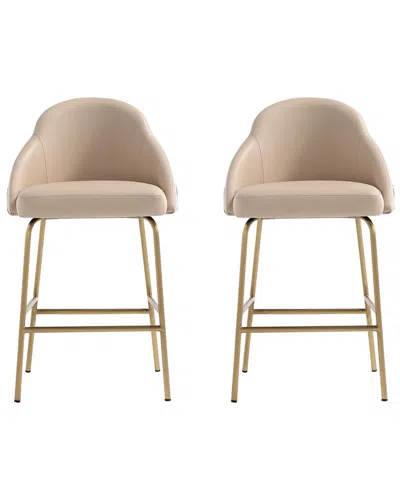 MANHATTAN COMFORT MANHATTAN COMFORT SET OF 2 GRACIE MODERN LEATHERETTE COUNTER STOOLS WITH STEEL  LEGS