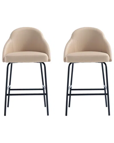 MANHATTAN COMFORT MANHATTAN COMFORT SET OF 2 GRACIE MODERN LEATHERETTE COUNTER STOOLS WITH STEEL  LEGS