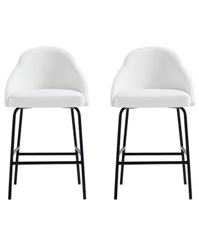 MANHATTAN COMFORT MANHATTAN COMFORT SET OF 2 GRACIE MODERN LEATHERETTE COUNTER STOOLS WITH STEEL  LEGS