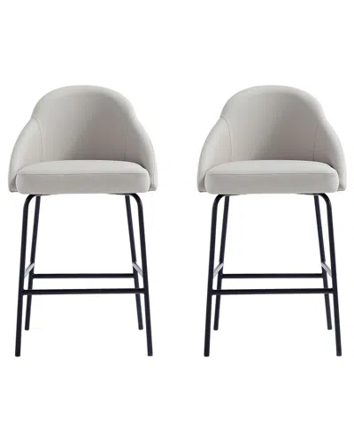 MANHATTAN COMFORT MANHATTAN COMFORT SET OF 2 GRACIE MODERN LEATHERETTE COUNTER STOOLS WITH STEEL  LEGS