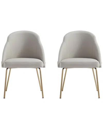 MANHATTAN COMFORT MANHATTAN COMFORT SET OF 2 GRACIE MODERN LEATHERETTE DINING CHAIRS WITH STEEL  LEGS