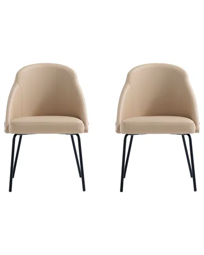 MANHATTAN COMFORT MANHATTAN COMFORT SET OF 2 GRACIE MODERN LEATHERETTE DINING CHAIRS WITH STEEL  LEGS