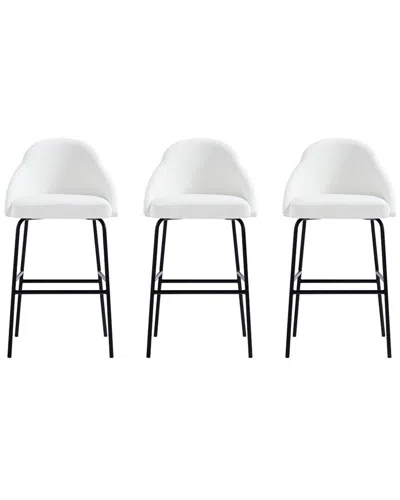 MANHATTAN COMFORT MANHATTAN COMFORT SET OF 3 GRACIE MODERN LEATHERETTE BARSTOOLS WITH STEEL LEGS