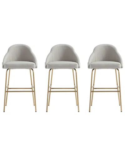 MANHATTAN COMFORT MANHATTAN COMFORT SET OF 3 GRACIE MODERN LEATHERETTE BARSTOOLS WITH STEEL LEGS