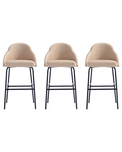 MANHATTAN COMFORT MANHATTAN COMFORT SET OF 3 GRACIE MODERN LEATHERETTE BARSTOOLS WITH STEEL LEGS