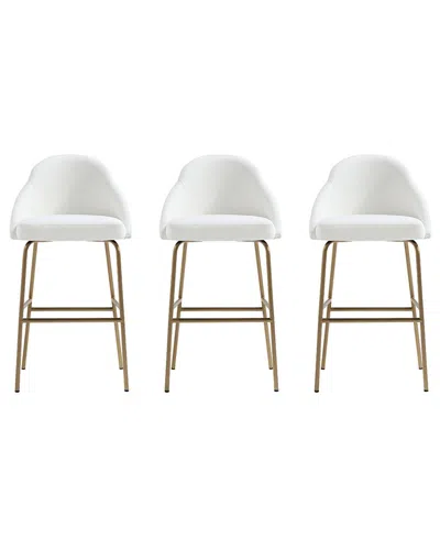 MANHATTAN COMFORT MANHATTAN COMFORT SET OF 3 GRACIE MODERN LEATHERETTE BARSTOOLS WITH STEEL LEGS