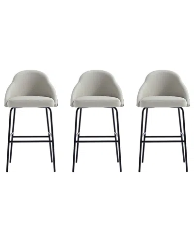 MANHATTAN COMFORT MANHATTAN COMFORT SET OF 3 GRACIE MODERN LEATHERETTE BARSTOOLS WITH STEEL LEGS