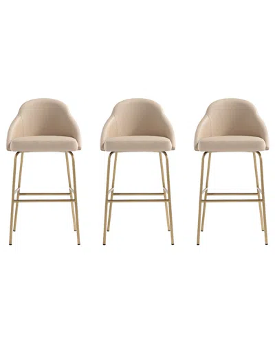 MANHATTAN COMFORT MANHATTAN COMFORT SET OF 3 GRACIE MODERN LEATHERETTE BARSTOOLS WITH STEEL LEGS
