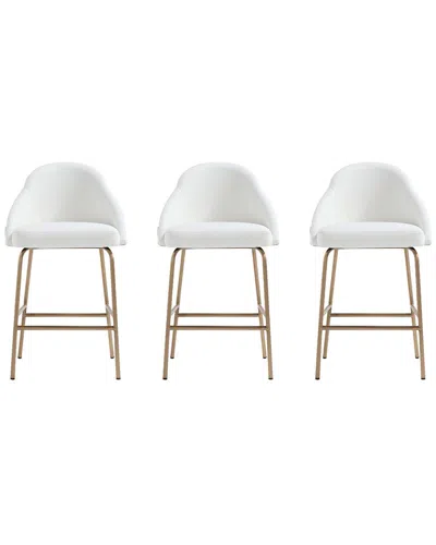 MANHATTAN COMFORT MANHATTAN COMFORT SET OF 3 GRACIE MODERN LEATHERETTE COUNTER STOOLS WITH STEEL  LEGS