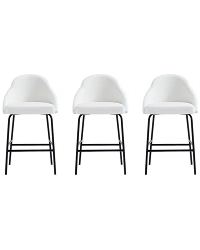 MANHATTAN COMFORT MANHATTAN COMFORT SET OF 3 GRACIE MODERN LEATHERETTE COUNTER STOOLS WITH STEEL  LEGS