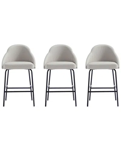 MANHATTAN COMFORT MANHATTAN COMFORT SET OF 3 GRACIE MODERN LEATHERETTE COUNTER STOOLS WITH STEEL  LEGS