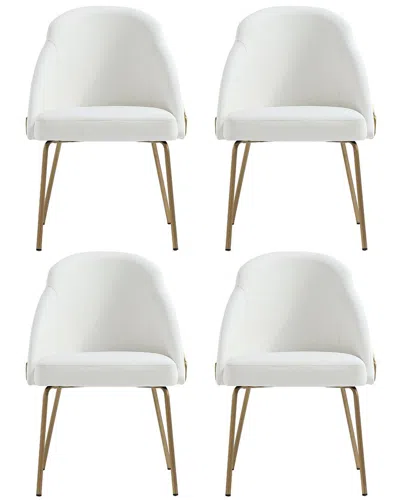 MANHATTAN COMFORT MANHATTAN COMFORT SET OF 4 GRACIE MODERN LEATHERETTE DINING CHAIRS WITH STEEL  LEGS