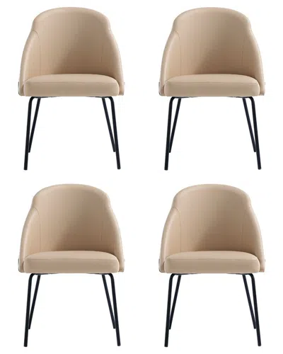 MANHATTAN COMFORT MANHATTAN COMFORT SET OF 4 GRACIE MODERN LEATHERETTE DINING CHAIRS WITH STEEL  LEGS