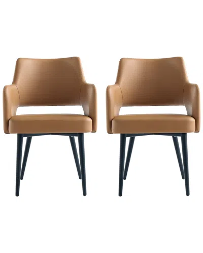 MANHATTAN COMFORT MANHATTAN COMFORT TREMONT MODERN LEATHERETTE DINING ARM CHAIR WITH METAL LEGS