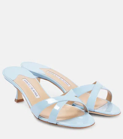 MANOLO BLAHNIK CALLAMU 50 PATENT LEATHER SANDALS