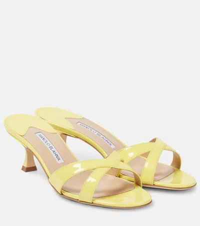 MANOLO BLAHNIK CALLAMU 50 PATENT LEATHER SANDALS