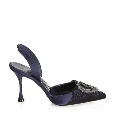 MANOLO BLAHNIK JEWELRY LACE SATIN SHOES
