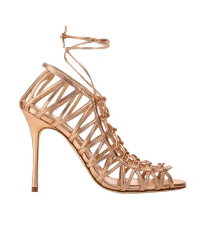MANOLO BLAHNIK LOGO HIGH-HEELED SANDALS