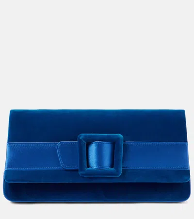 MANOLO BLAHNIK MAYGOT SATIN-TRIMMED VELVET CLUTCH