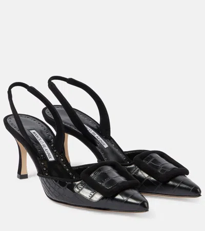 MANOLO BLAHNIK MAYSLI LEATHER SLINGBACK PUMPS