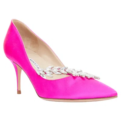 MANOLO BLAHNIK NADIRA SATIN CRYSTAL MID PUMPS