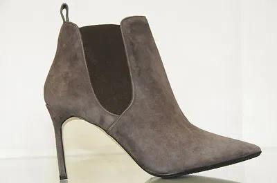 MANOLO BLAHNIK NEU MANOLO BLAHNIK TUNGADE 90 GRAU TAUPE BRAUNES WILDLEDER STIEFELETTEN 35 37 38