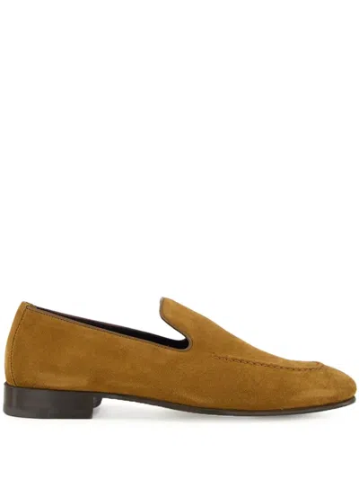 MANOLO BLAHNIK STITCH-DETAILING SUEDE SLIP-ON LOAFERS